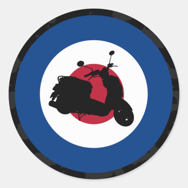 Pegatina de Silhouette de Retro Scooter (Anverso)