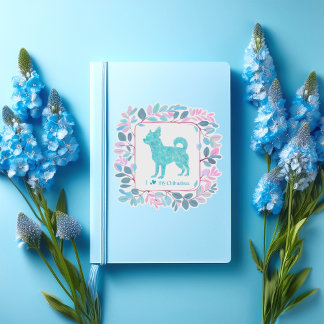 Pegatina de silueta de chihuahua azul pastel minim