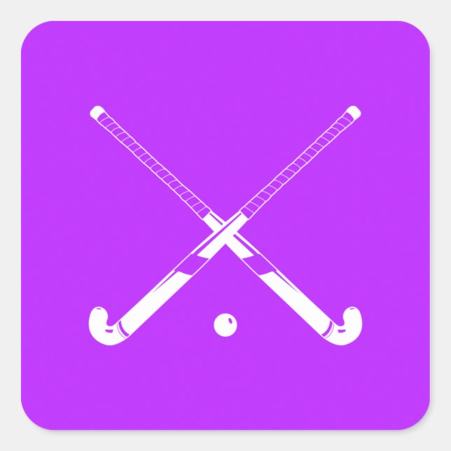 Pegatina de silueta de hockey sobre hierba púrpura (Anverso)
