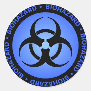 Pegatina de símbolo azul de biopeligro