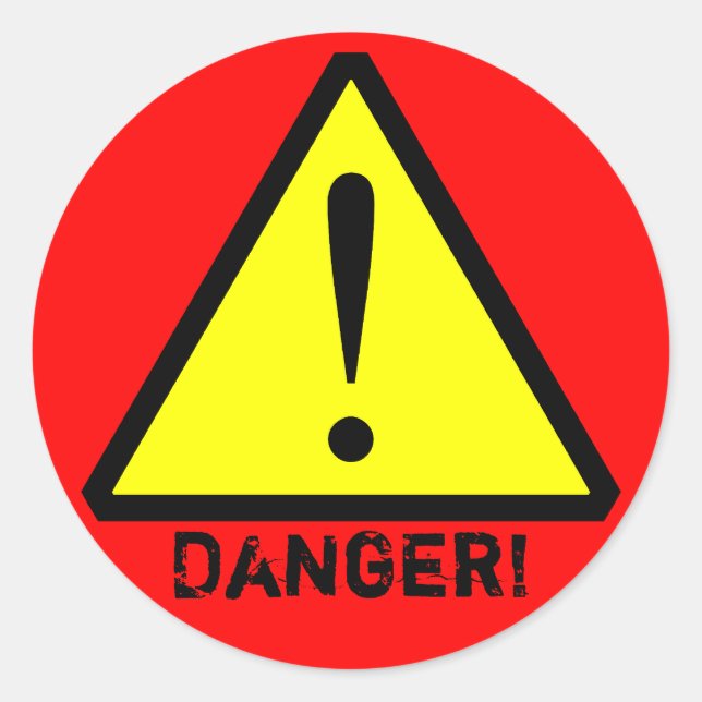 Pegatina de símbolo de advertencia amarillo, rojo  (Anverso)