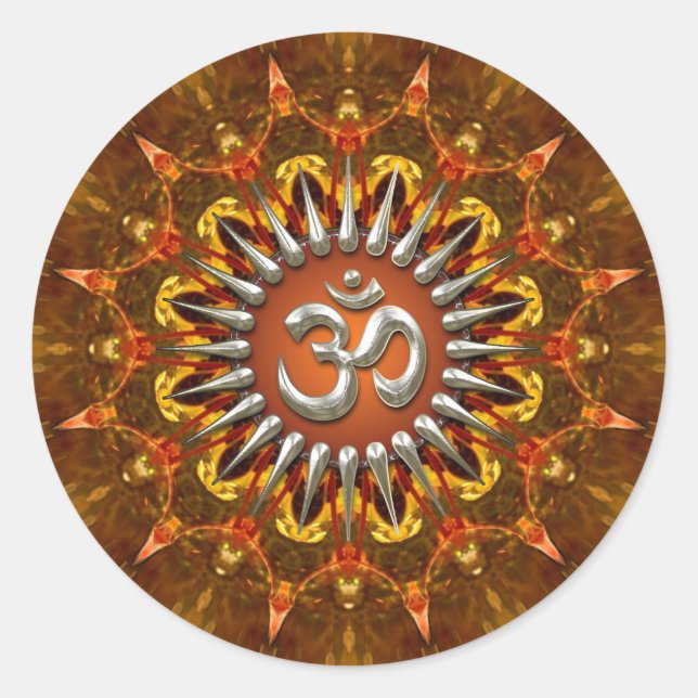 Pegatina de símbolos Batik Sun Om (Aum) (Anverso)