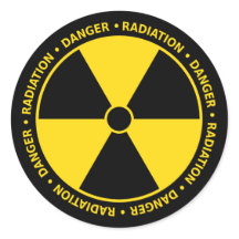Pegatina de símbolos de radiación amarilla y negra
