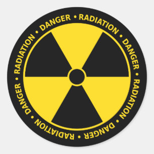Pegatina de símbolos de radiación amarilla y negra