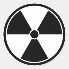 Pegatina de símbolos de radiación en blanco y negr