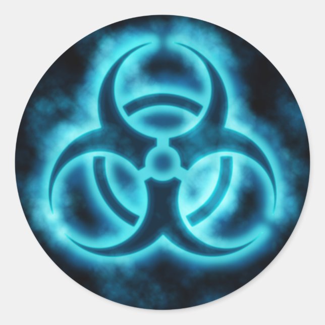 Pegatina de símbolos de riesgo de biología azul el (Anverso)