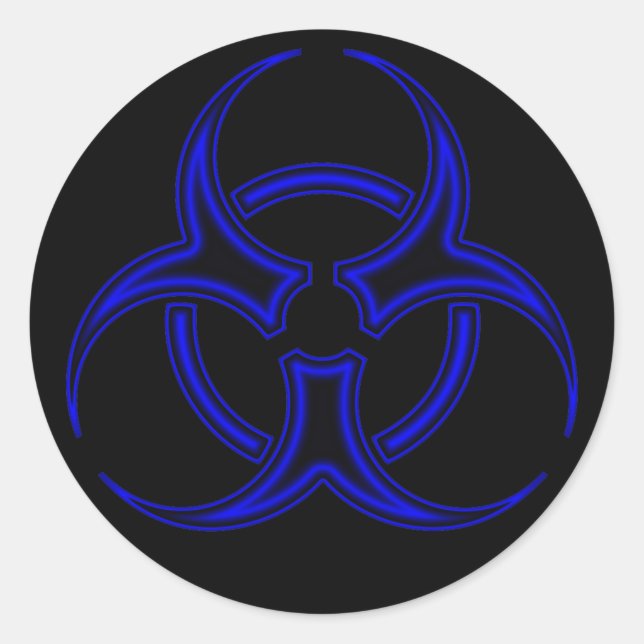 Pegatina de símbolos de riesgo de biología azul y  (Anverso)