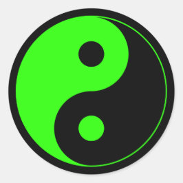 Pegatina de símbolos de Yang verde y negro