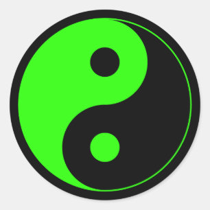 Pegatina de símbolos de Yang verde y negro