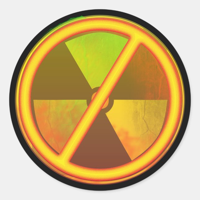 Pegatina de símbolos nucleares radiactivos craquea (Anverso)