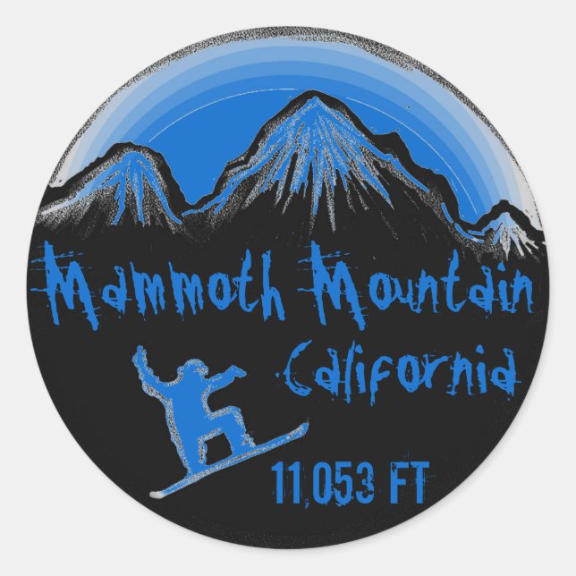 pegatina de snowboard azul Mammoth Mountain Califo (Anverso)