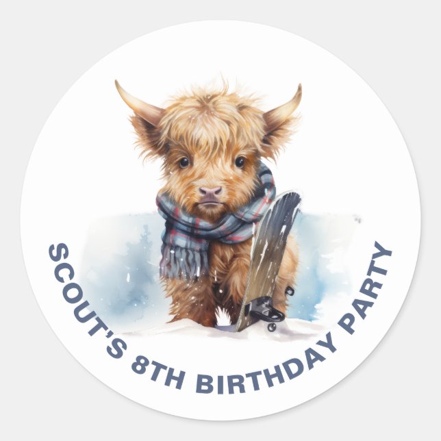 Pegatina de snowboard personalizado de la vaca de  (Anverso)