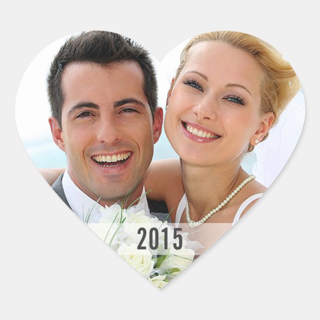 Pegatina de sobre fotográfico Heart with Year (Anverso)
