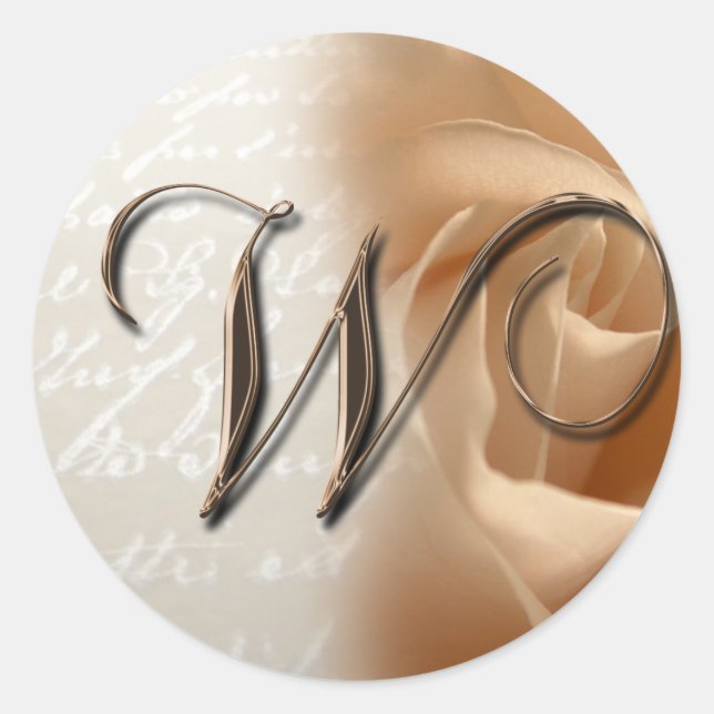 Pegatina de sobres Boda de letra monográfica W (Anverso)