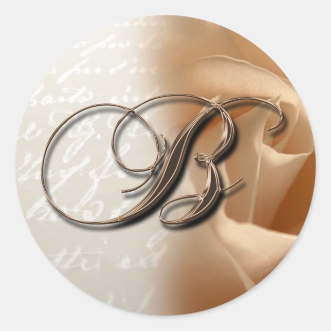 Pegatina de sobres Boda de letra monograma B (Anverso)