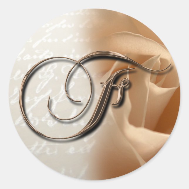 Pegatina de sobres Boda de letra monograma F (Anverso)