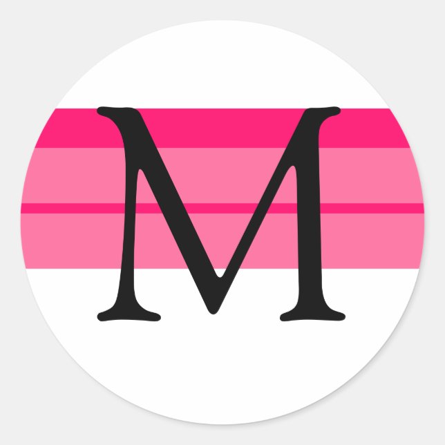 Pegatina de sobres Boda monograma Fuchsia rosa (Anverso)