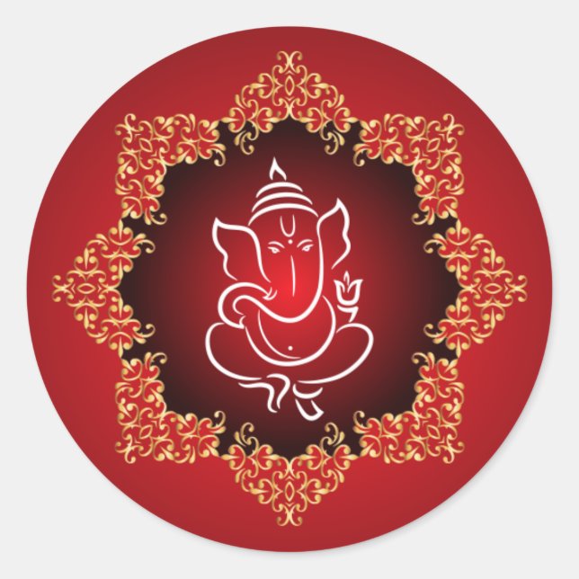 pegatina de sobres de 20 - 1.5" Lord Ganesha/Red h (Anverso)