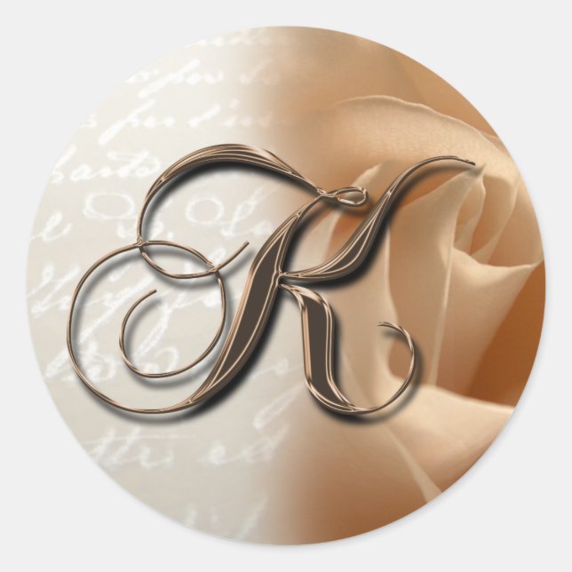 Pegatina de sobres de Boda K con letra monográfica (Anverso)