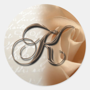 Pegatina de sobres de Boda K con letra monográfica