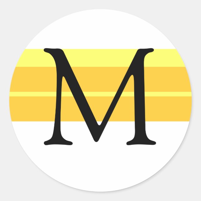 Pegatina de sobres de Boda monograma amarillo (Anverso)