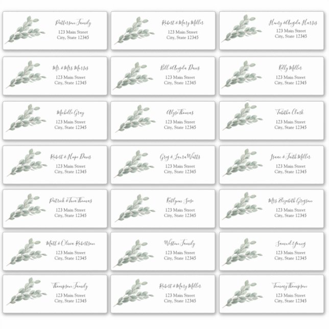 Pegatina de sobres de dirección de invitado Eucaly (Anverso)