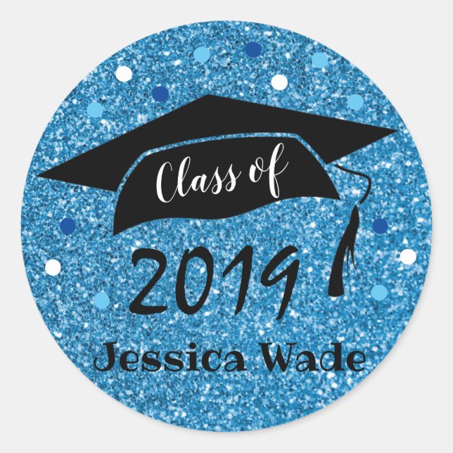 Pegatina de sobres de graduación Sellos Purpurina  (Anverso)