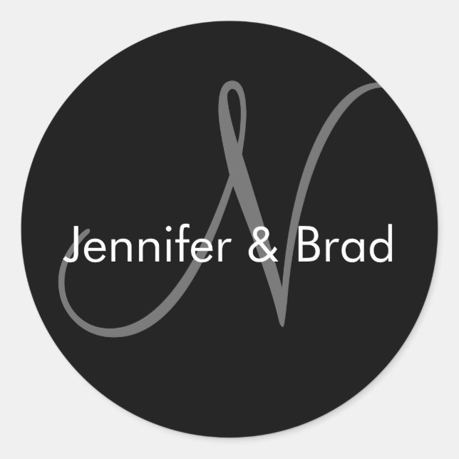 Pegatina de sobres y favor de monograma de boda pe (Anverso)