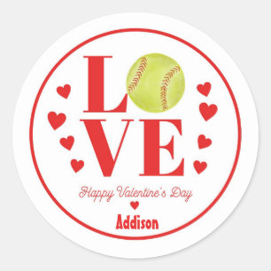 Pegatina de Softball Valentine, LOVE Softball
