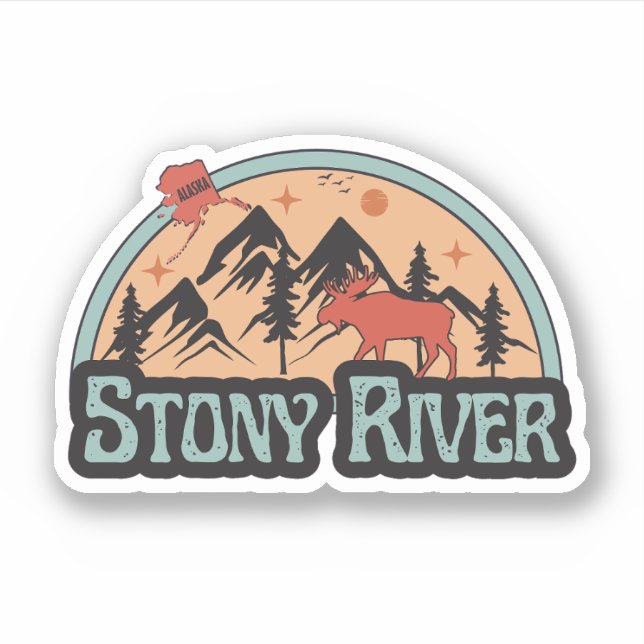 Pegatina de Stony River, Alaska (Anverso)