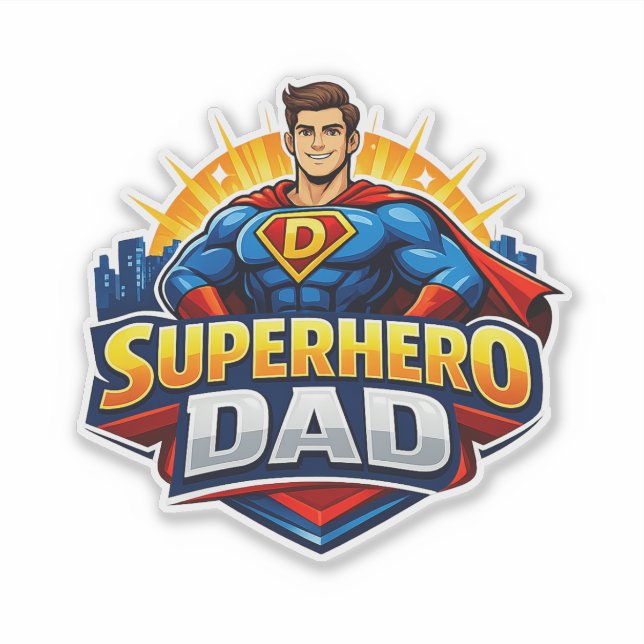 Pegatina de Superhéroe Papá (Anverso)