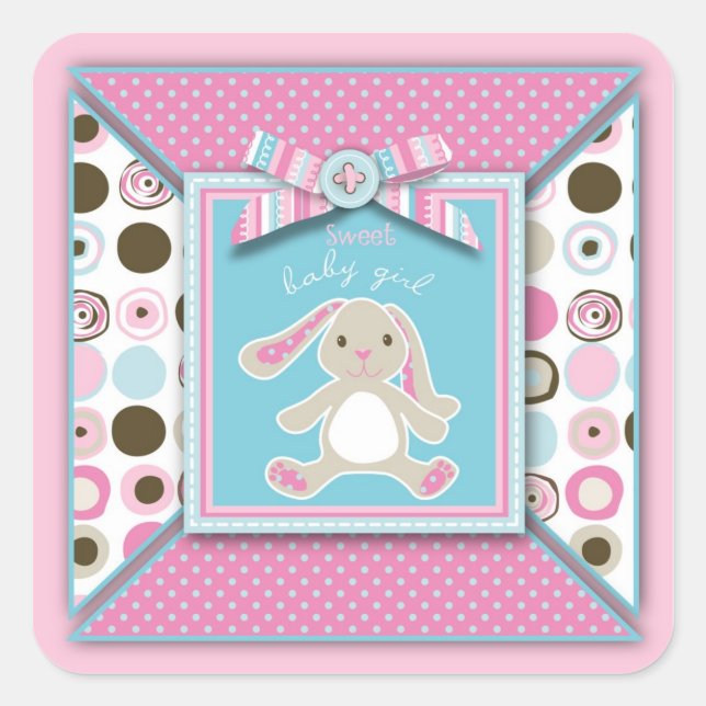 Pegatina de Sweet Bunny Square (Anverso)