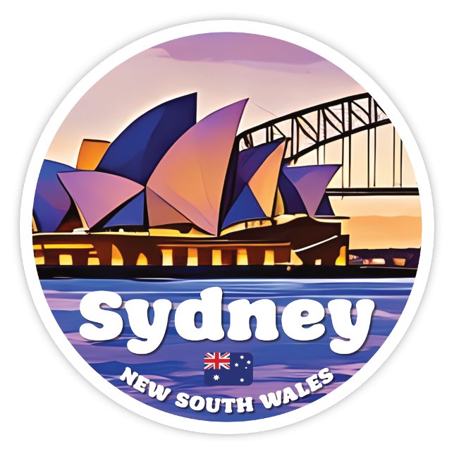 Pegatina de Sydney, NSW Australia (Sydney New South Wales Australia round sticker)