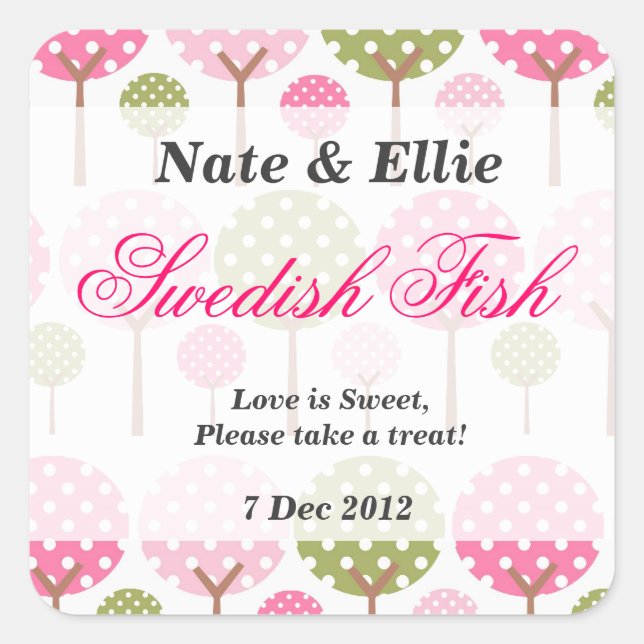 Pegatina de tabla de postres de árbol caprichoso (Anverso)