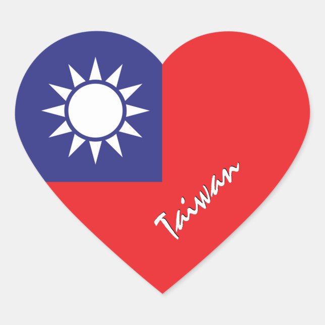Pegatina de Taiwán, Corazón, Bandera taiwanesa pat (Anverso)