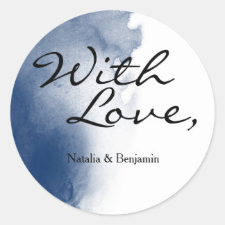 Pegatina de tarjeta de pincel de color azul marino