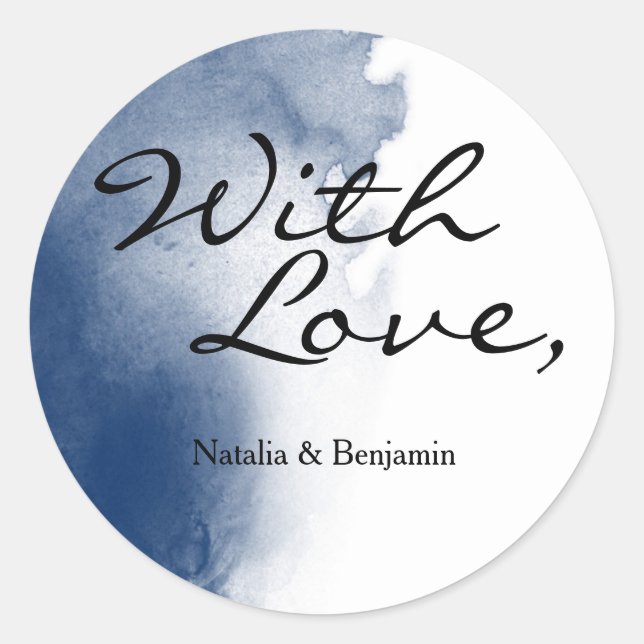 Pegatina de tarjeta de pincel de color azul marino (Anverso)