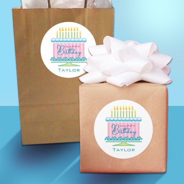 Pegatina de tarta de cumpleaños con nombre azul ro (Subido por el creador)