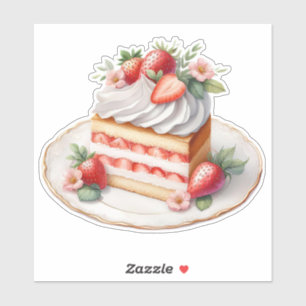 Pegatina de Tarta de Fresas   Dulce Postre 