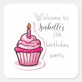 Pegatina de tarta rosada