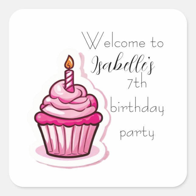 Pegatina de tarta rosada (Anverso)