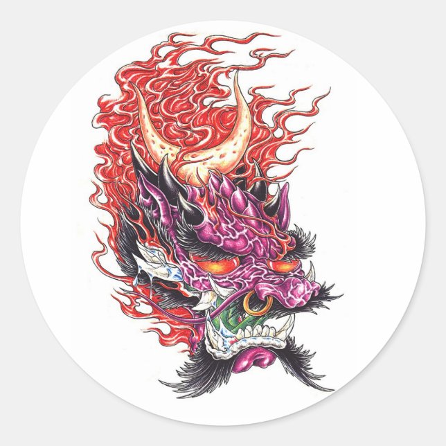 pegatina de tatuajes de cara de Demon Dragon Orien (Anverso)
