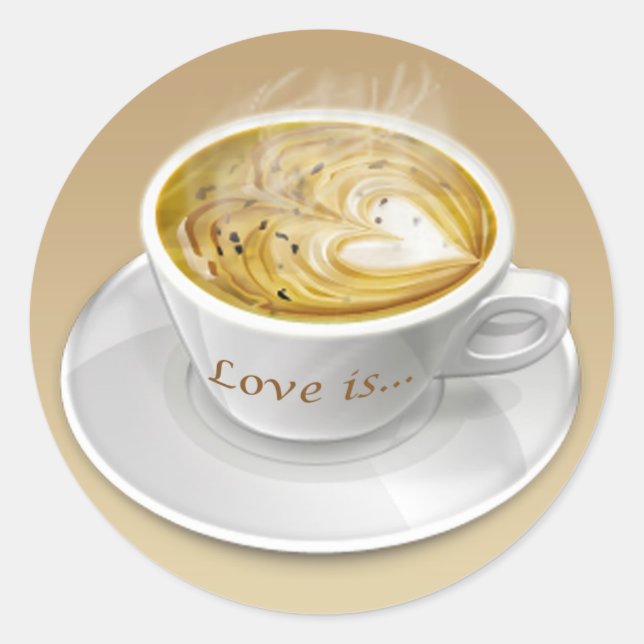 Pegatina de taza de café de amor (Anverso)