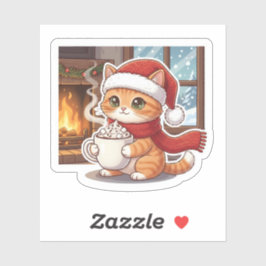 Pegatina de taza de Navidad de gato de cacao calie