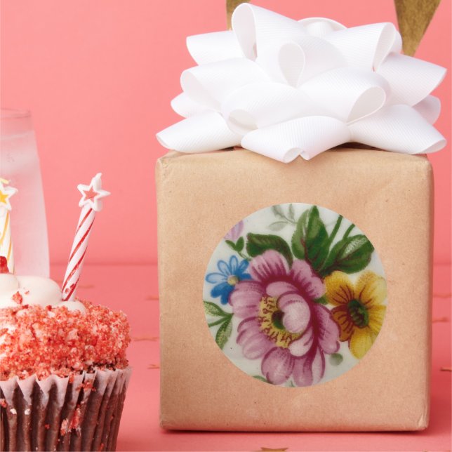 Pegatina de Tea Cup Floral Bouquet (Fiesta)