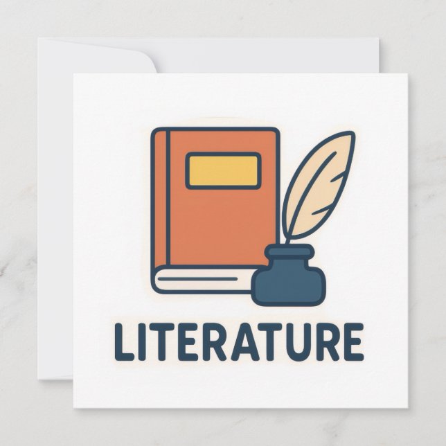 Pegatina de temas de literatura - Libro y Quill (Anverso)