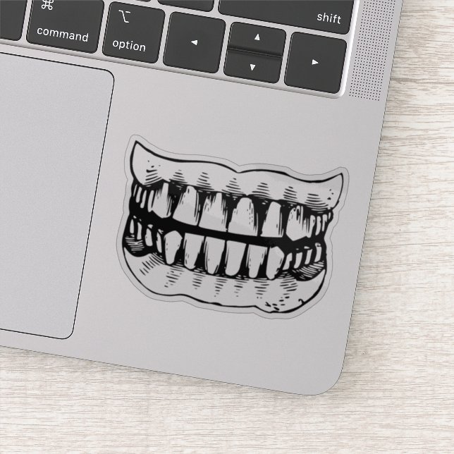 Pegatina de terror grunge con dientes espeluznante (Detalle)