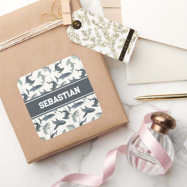 Pegatina de tiburón personalizado | Tiburones de c (Regalar)