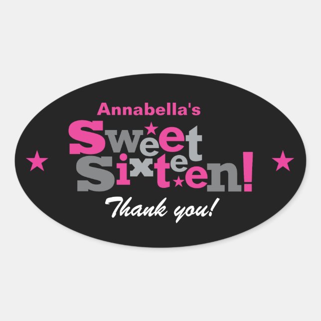 Pegatina de tipo fluctuante Sweet 16 (Anverso)
