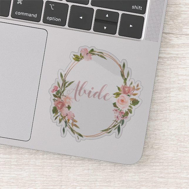 Pegatina de tipografía de marco floral de Abide (Detalle)